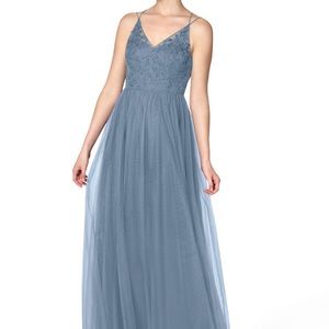 Azazie Dariela Dusty Blue Bridesmaid Dress